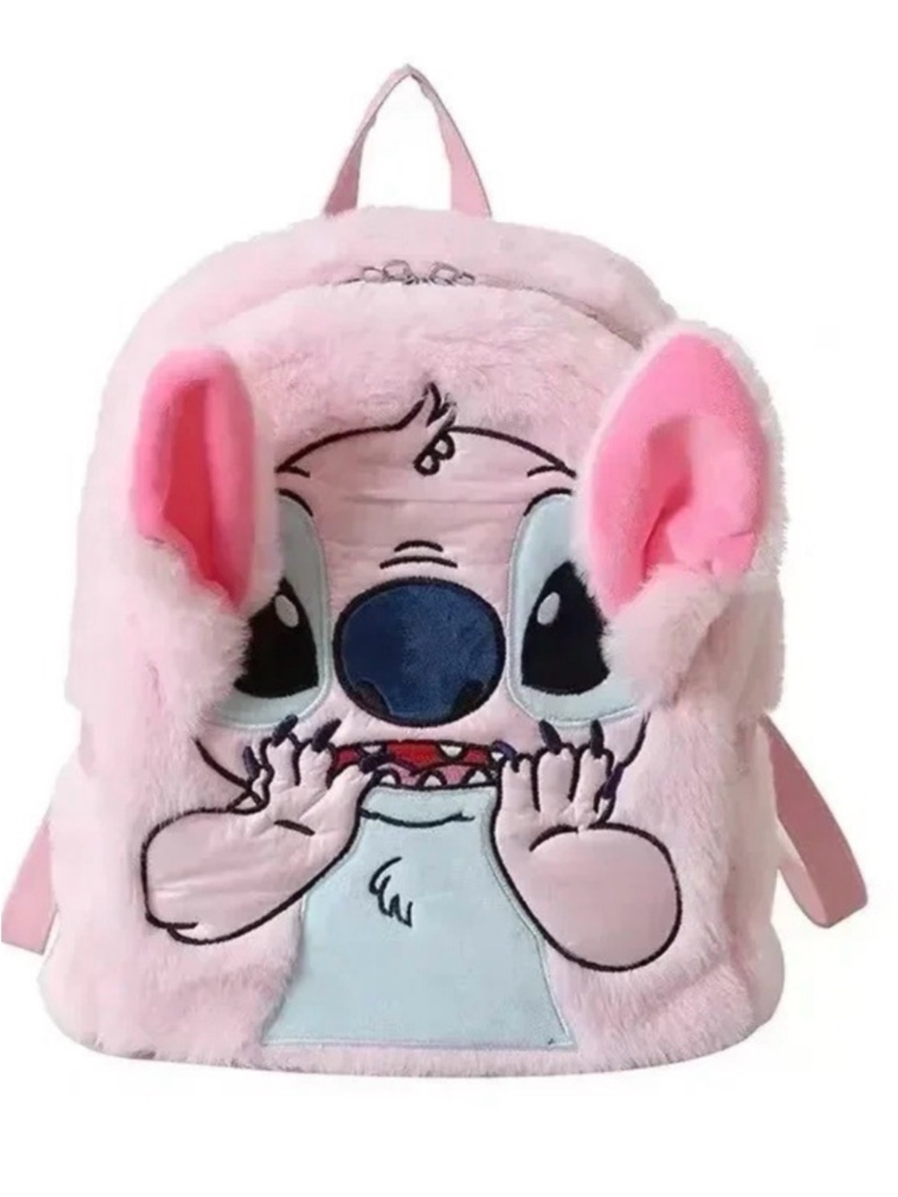 Pink Plush Kids Backpack with Cartoon Character